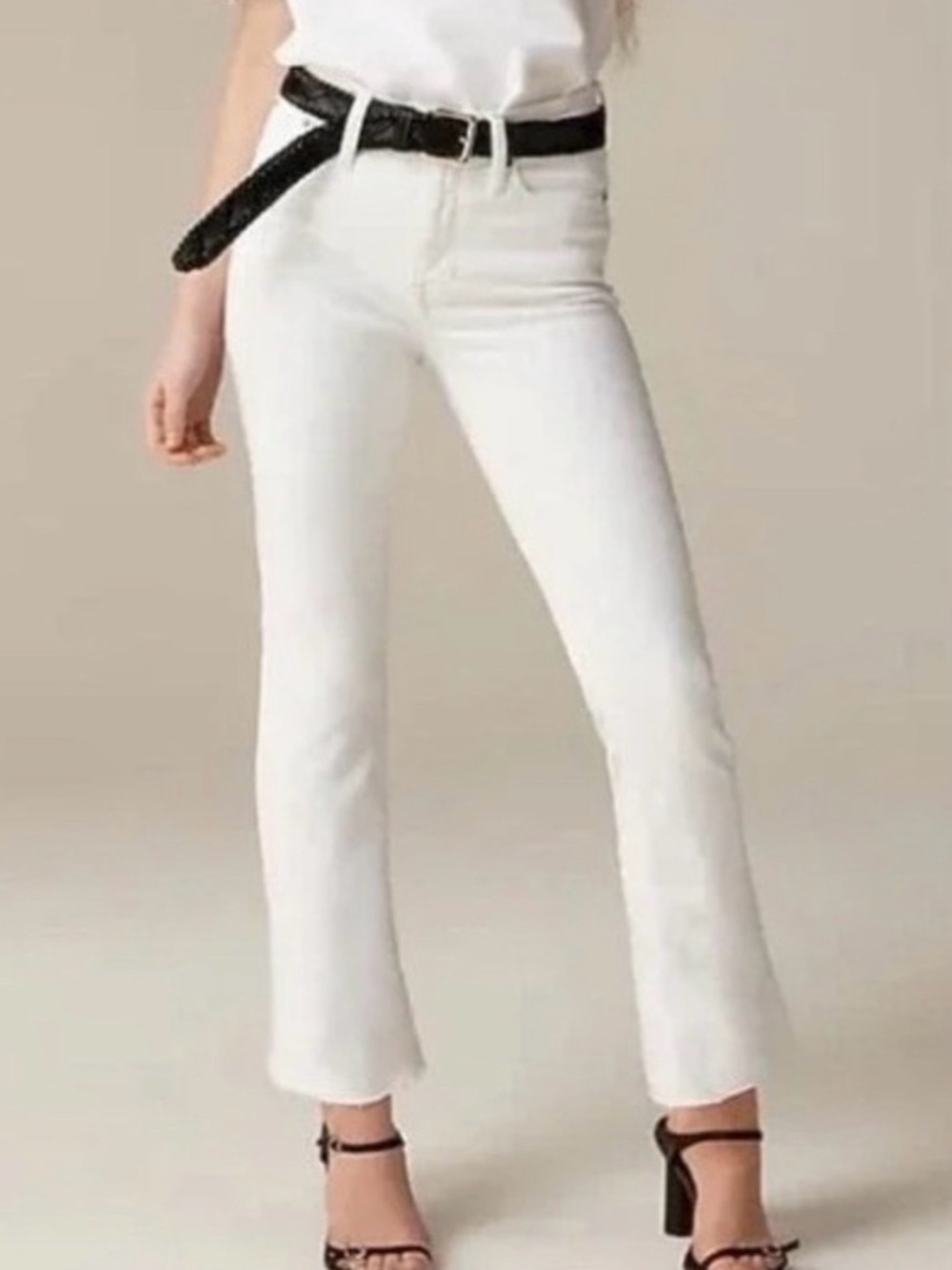 J. Crew White Slim Fit Flare Crop Mid-Rise Jeans
